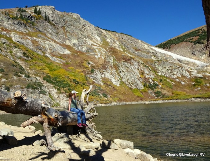 Ashton having a reflective moment at St. Mary's Glacier, Idaho Springs, Colorado
