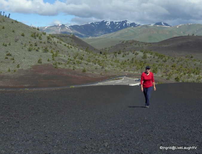 me climbing the Inferno Cone at Craters of the Moon