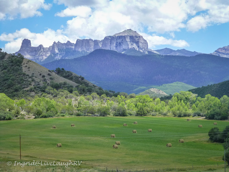 Ranches near Ridgway Colorado and Owl Creek Pass with Courthouse Rock in the background