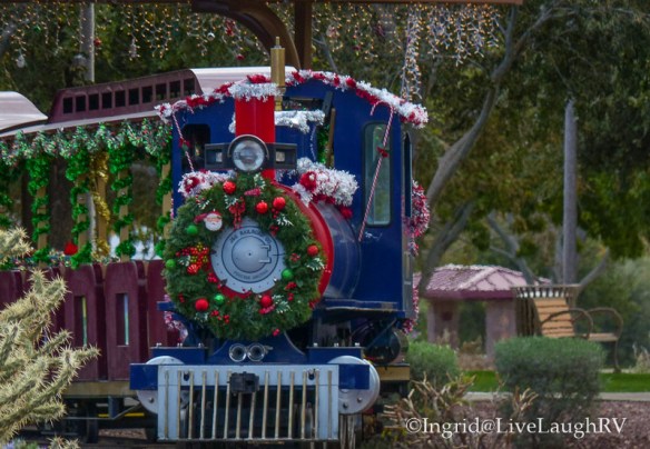 holiday railroad. Enjoy a festive holiday train ride through a park