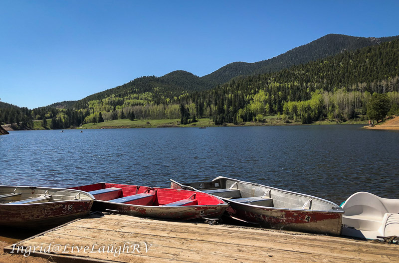fishing boats at a mountain Lake