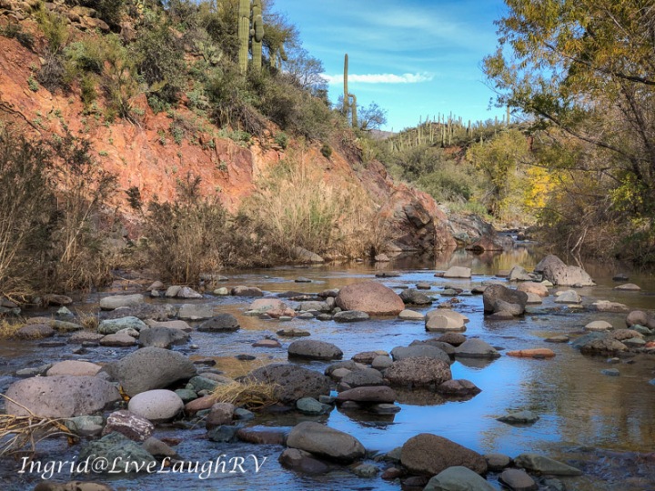 a meandering creek in Arizona filled with rocks and boulders